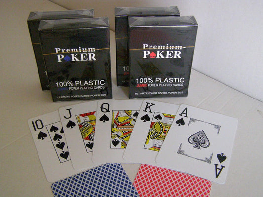 4 x Premium Poker Karten Spielkarten 100% Plastik Große Eckzeichen 4x 54 Blatt