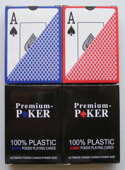 4 x Premium Poker Karten Spielkarten 100% Plastik Große Eckzeichen 4x 54 Blatt