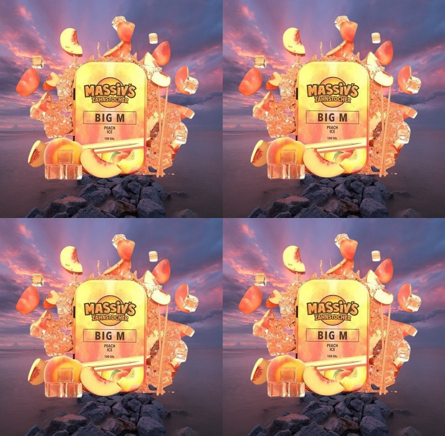 4 x Massiv's Zahnstocher mit Geschmack BIG M Peach Ice (Nikotinfrei)