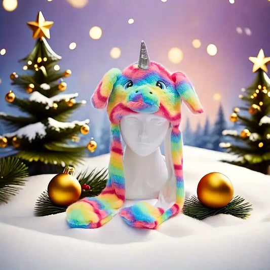 Plüschmüzue Einhorn Regenbogen Farben