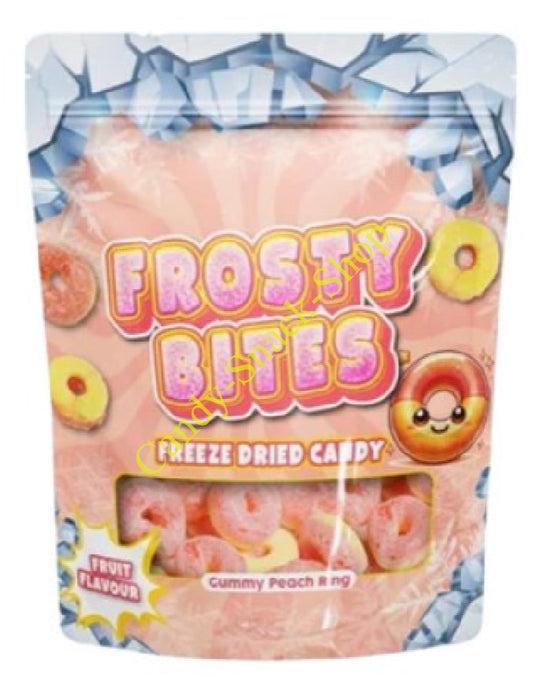 Frosty Bites Freze Dried Candy Gummy Peach Ring 50g Gummibonbon