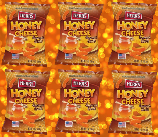 6 x Herr's Honey Cheese Flavored Cheese Curls 28g Maissnack Honig-Käse-Geschmack