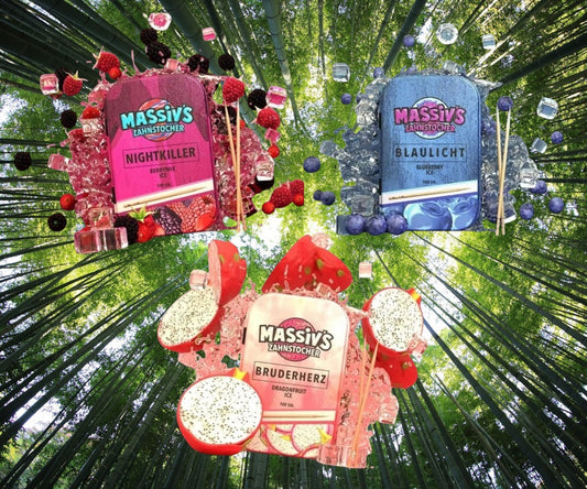3 x Massiv's Zahnstocher mit Geschmack Berrymix  , Blueberry , Dragonfruit