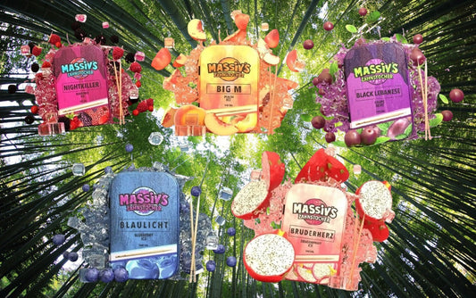 5 x Massiv's Zahnstocher mit Geschmack Berrymix , Peach , Grape Mint , Blueberry , Dragonfruit
