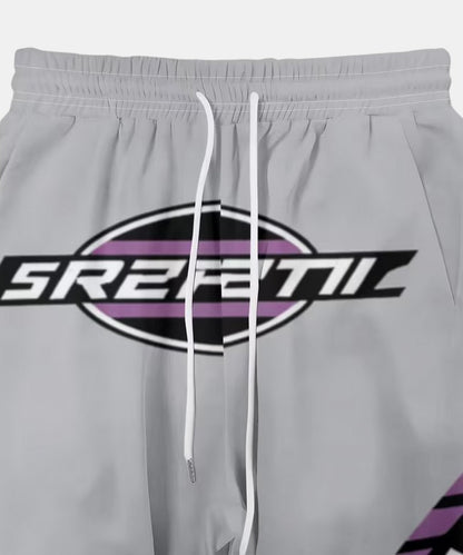 Träger Top Hose Freizeit Set Rennsport Stil Schriftzug Aufdruck Speed Größe L