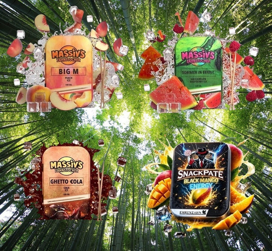 Bundle 4x Zahnstocher 3x Massiv Geschmack Peach, Water, Cola + 1x Snackpate Ehrenzahn Mango Energy