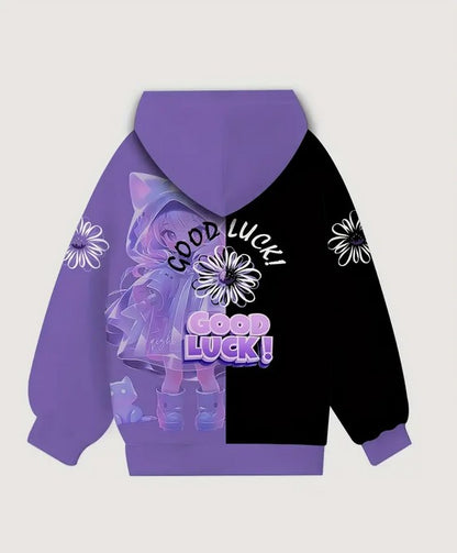 Mädchen Hoodie Kapuzen Sweatshirt Cartoon Katze Polyester
