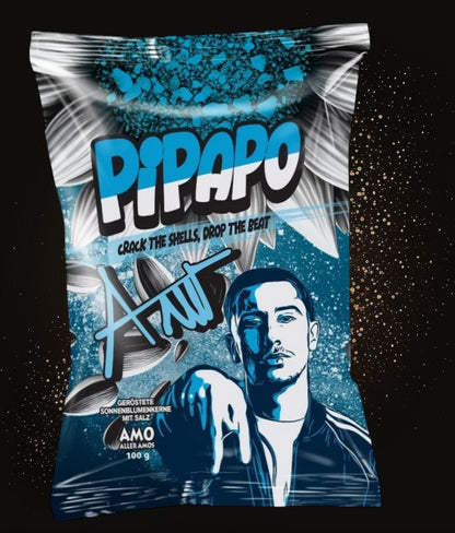 5 x Rapper Amo‘s Pipapo geröstete Sonnenblumenkerne Salzig Naturell Gold Edition Taco Popcorn