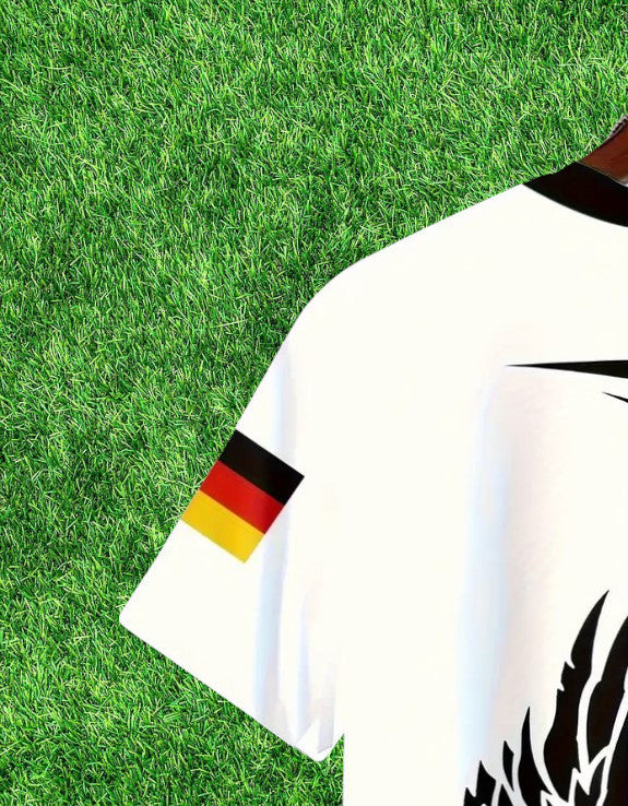 T-Shirt mit Flaggenmuster Deutschland & Adler Design Rundhals kurzarm