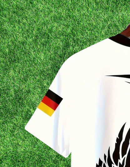 T-Shirt mit Flaggenmuster Deutschland & Adler Design Rundhals kurzarm
