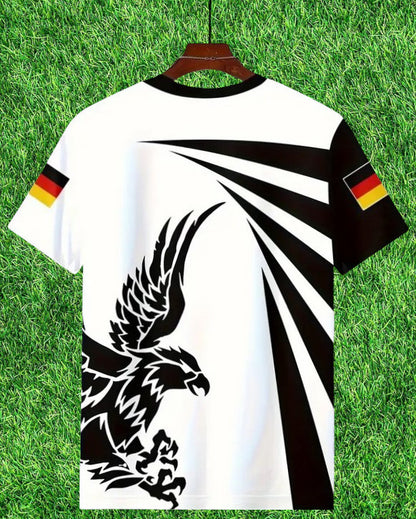 T-Shirt mit Flaggenmuster Deutschland & Adler Design Rundhals kurzarm