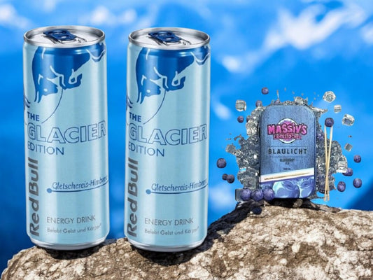 Bundle 2x Red Bull Gletschereis Himbeere Energy Drink + Massiv´s Zahnstocher Geschmack Blueberry