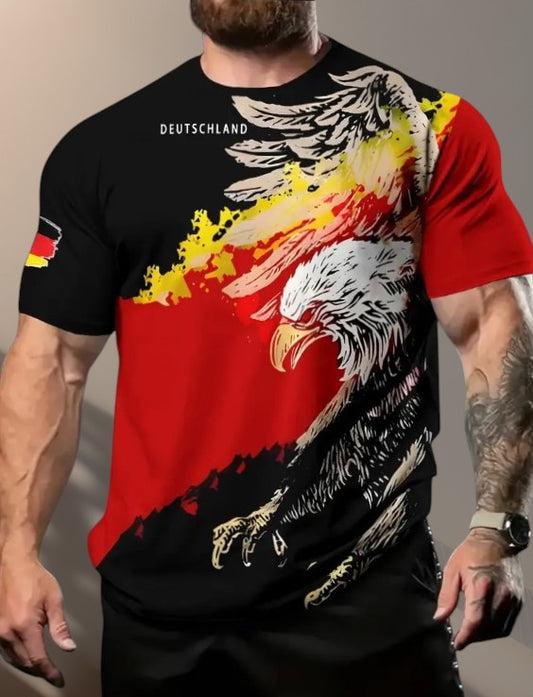 T-Shirt Deutschland Flagge & Adler Motiv kurzarm Rundhals Germany