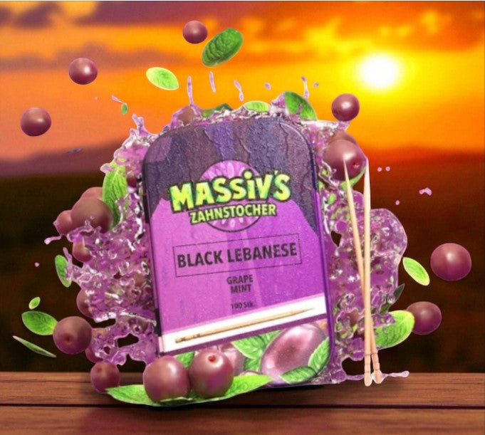 4 x Massiv's Zahnstocher Geschmack Berrymix , Peach , Watermelon Raspberry , Grape Mint