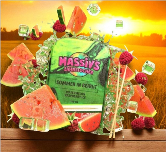 4 x Massiv's Zahnstocher Geschmack Berrymix , Peach , Watermelon Raspberry , Grape Mint
