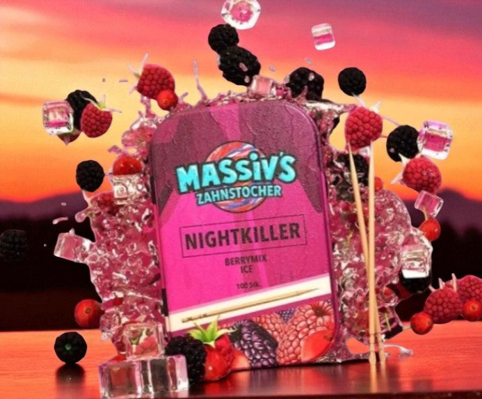 4 x Massiv's Zahnstocher Geschmack Berrymix , Peach , Watermelon Raspberry , Grape Mint