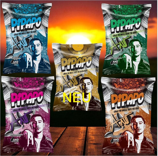 5 x Rapper Amo‘s Pipapo geröstete Sonnenblumenkerne Salzig Naturell Gold Edition Taco Popcorn (5x 100g)
