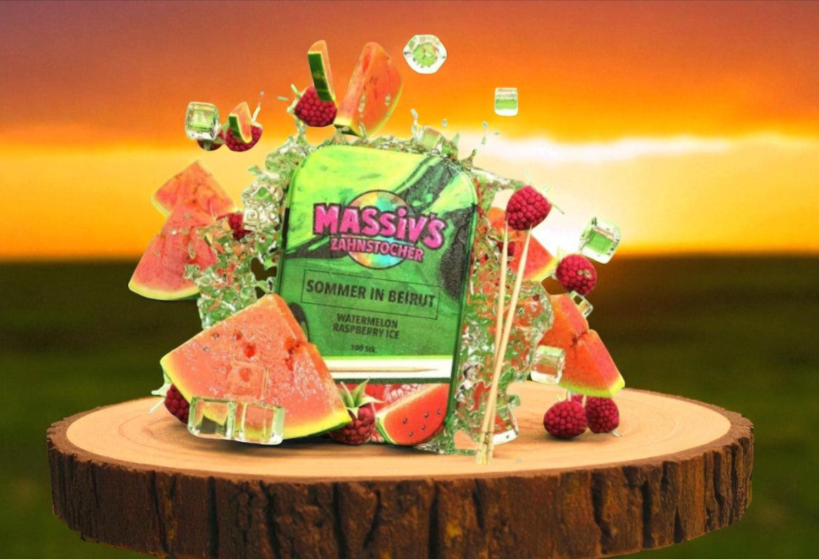 4 x Massiv's Zahnstocher mit Geschmack SOMMER Watermelon Raspberry Ice (Nikotinfrei)