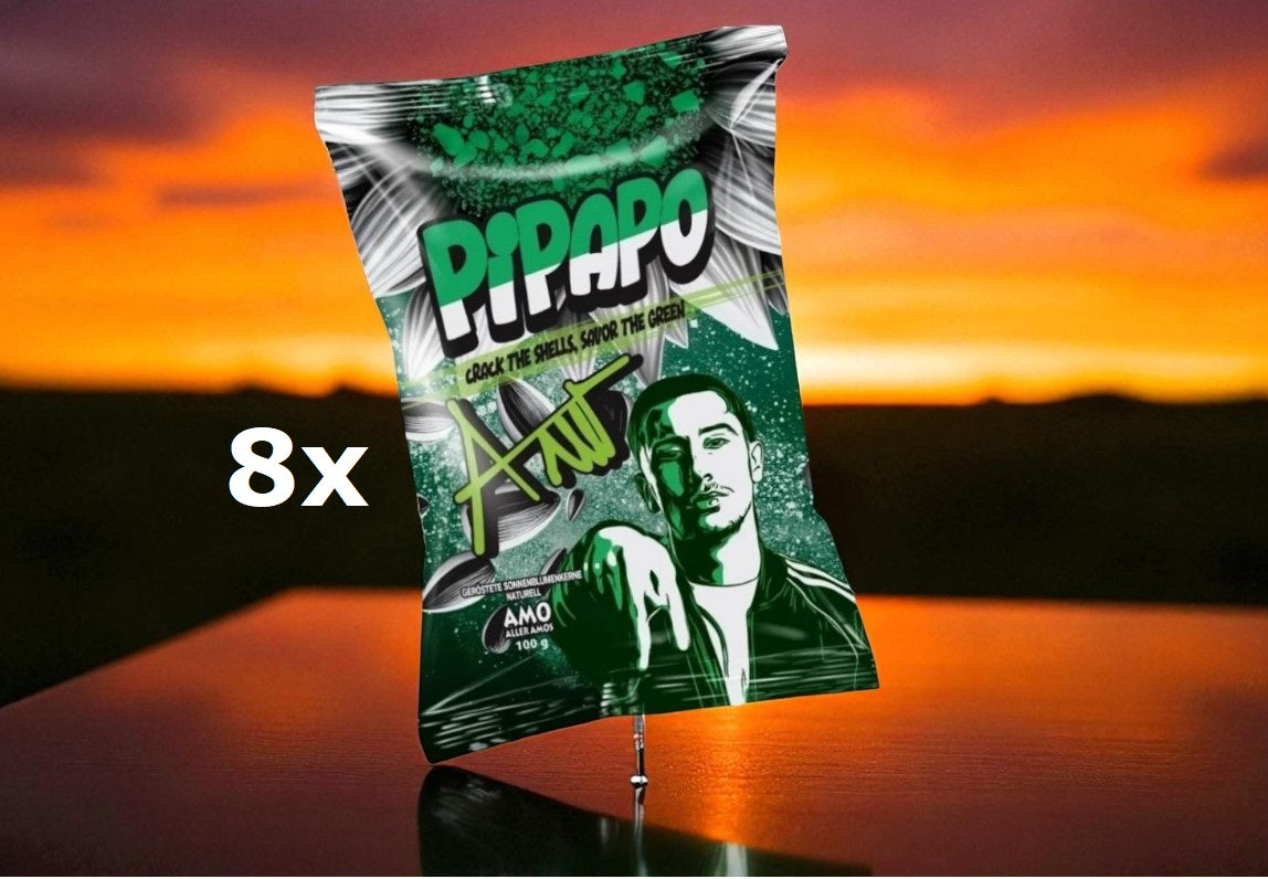 8x Amo Pipapo geröstete Sonnenblumenkerne Naturell - grüne Edition MHD 04.2026