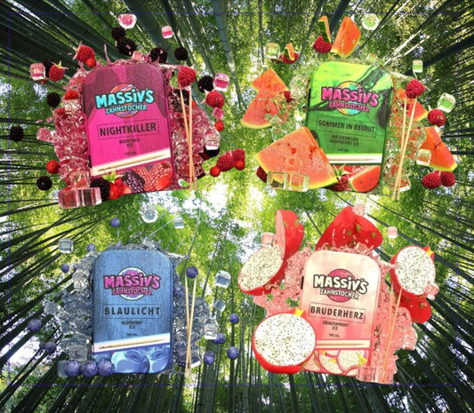 4 x Massiv's Zahnstocher Geschmack Berrymix , Watermelon Raspberry , Blueberry , Dragonfruit
