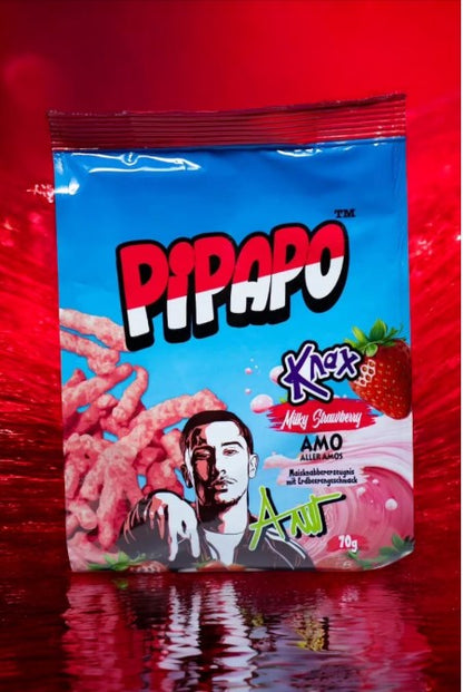 2 x PIPAPO AMO Knax Chips  Milky Chocolate , Milky Strawberry ,  MHD 05.2026