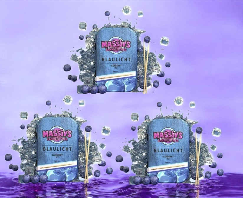 3 x Massiv's Zahnstocher mit Geschmack Blaulicht - Blueberry Ice ( Nikotinfrei )