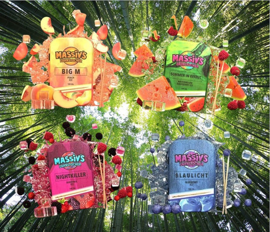 4 x Massiv's Zahnstocher Geschmack Peach , Watermelon Raspberry , Berrymix , Blueberry