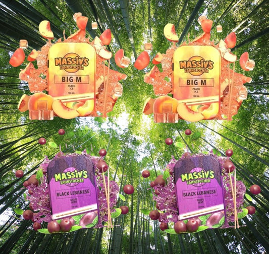 4 x Massiv's Zahnstocher mit Geschmack 2x Peach Ice + 2x Grape Mint