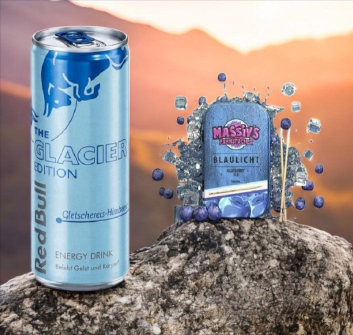 Bundle Red Bull Gletschereis Himbeere + Massiv´s Zahnstocher Geschmack Blueberry