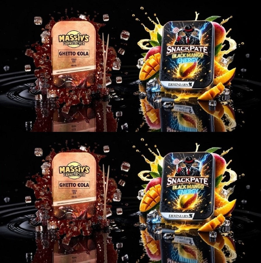 Bundle 4x Zahnstocher 2x Massiv Geschmack Cola Ice + 2x Snackpate Ehrenzahn Mango Energy