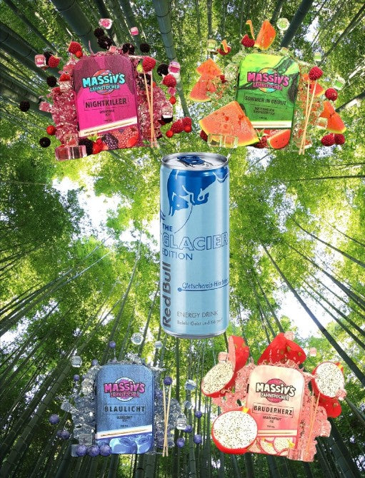 4 x Massiv's Zahnstocher Geschmack Berrymix, Watermelon, Blueberry, Dragonfruit + Redbull Gletschereis