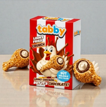 3 x Tabby Milk Cream Filled Crispy Chicken Chocolate looks Fried Crunch (3x 50g)