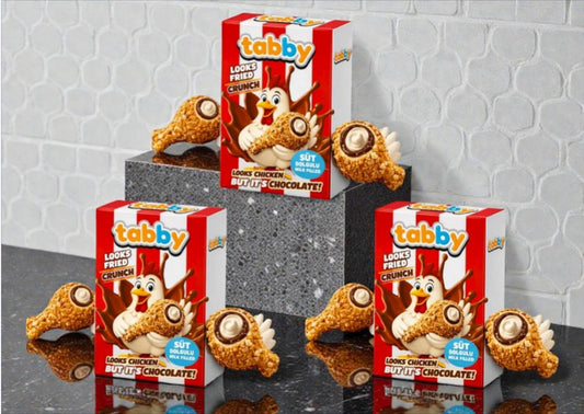3 x Tabby Milk Cream Filled Crispy Chicken Chocolate looks Fried Crunch (3x 50g)