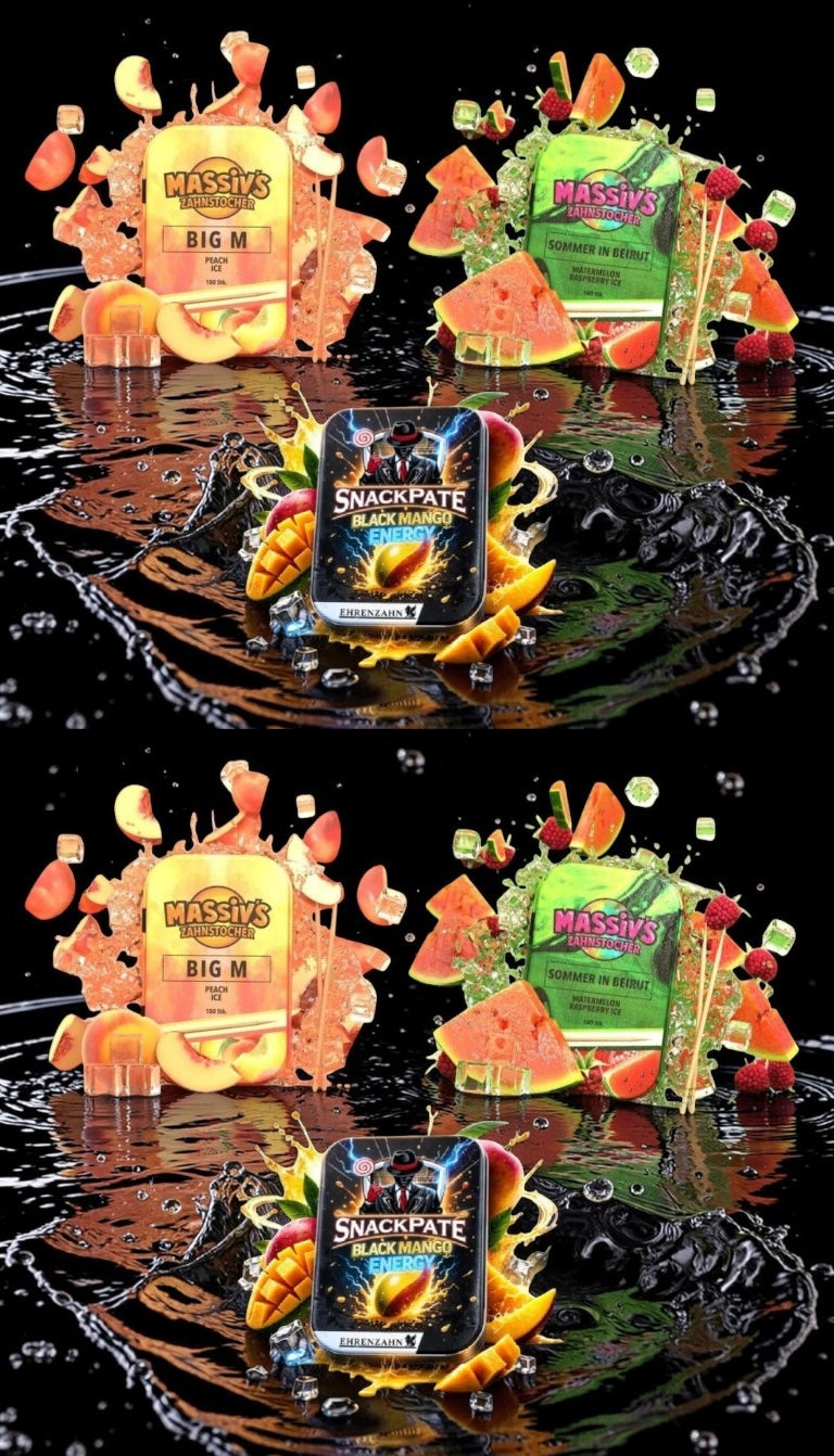 Bundle 6x Zahnstocher 4x Massiv's Geschmack + 2x Ehrenzahn Mango Energy Snackpate