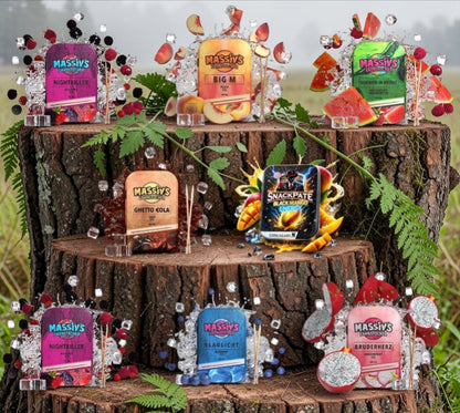 Bundle 8x Zahnstocher 7x Massiv Geschmack Berry, Peach, Cola  + 1x Snackpate Ehrenzahn Mango Energy