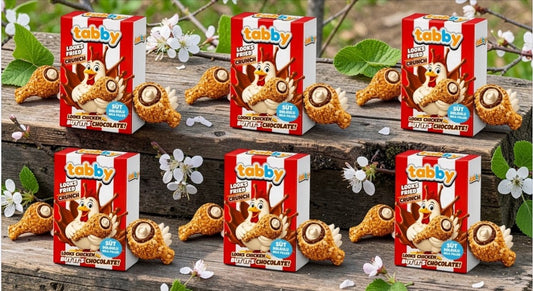 6 x Tabby Milk Cream Filled Crispy Chicken Chocolate looks Fried Crunch (6x 50g)