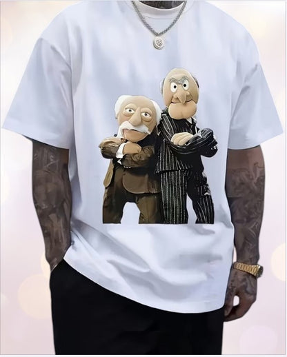 T Shirt weiß Waldorf und Statler kurzarm Digitaldruck Größe XL