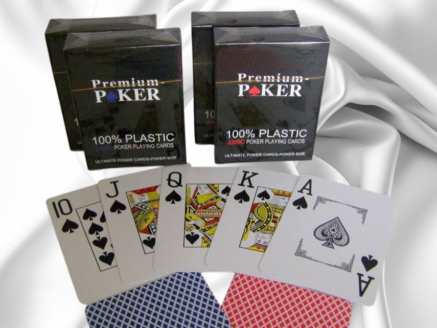 4 x Premium Poker Karten Spielkarten 100% Plastik Große Eckzeichen 4x54 Blatt