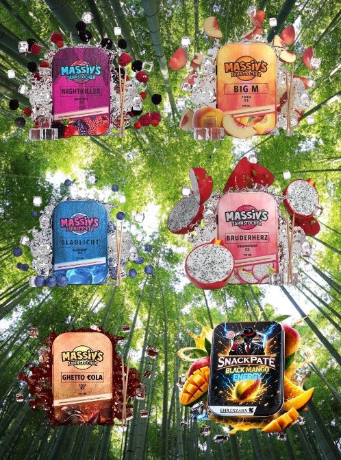 Bundle 6x Zahnstocher 5x Massiv Geschmack Berry, Peach, Cola  + 1x Snackpate Ehrenzahn Mango Energy