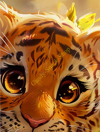 T-Shirt kleine Katze Tiger kurzarm Rundhals Print