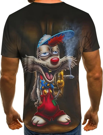 T Shirt rauchender Hase Polyester Druck Rundhals