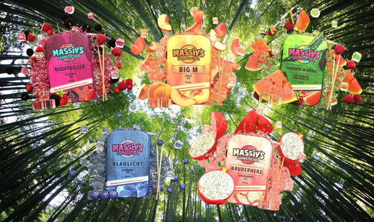 5 x Massiv's Zahnstocher mit Geschmack Berrymix , Peach , Watermelon Raspberry , Blueberry , Dragonfruit