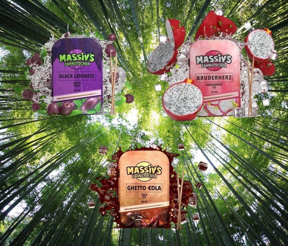 3x Massiv Zahnstocher Geschmack Grape Mint , Dragonfruit , Cola Ice