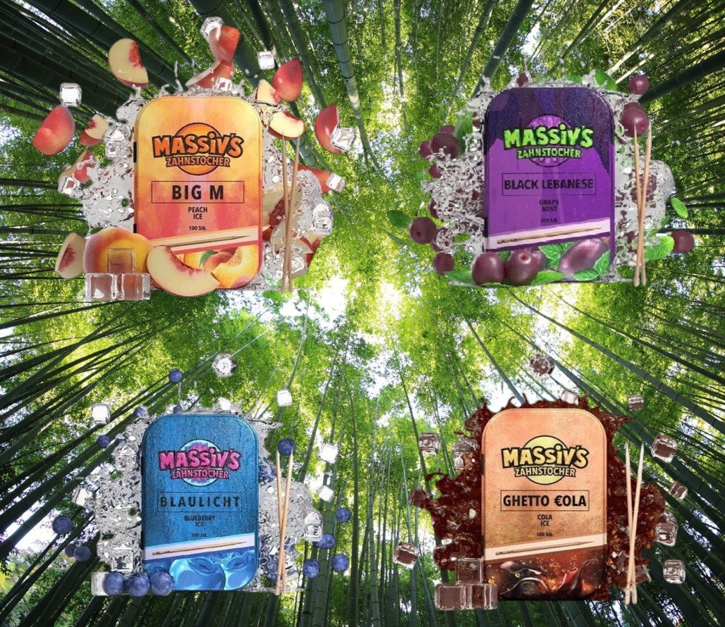 4 x Massiv Zahnstocher Geschmack Peach , Grape , Blueberry , Cola Ice