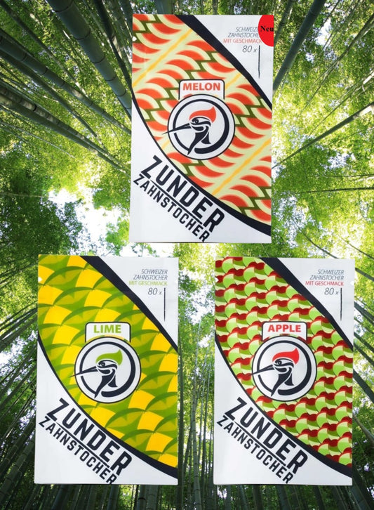 3 x Zunder Zahnstocher mit Geschmack Lime Apple Melon