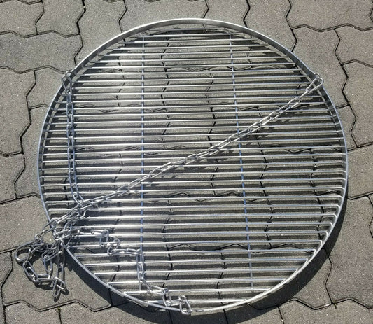 70 cm Edelstahl Grillrost Ø 5 mm + Kette für Schwenk Grill Rundgrill Feuerschale Dreibein