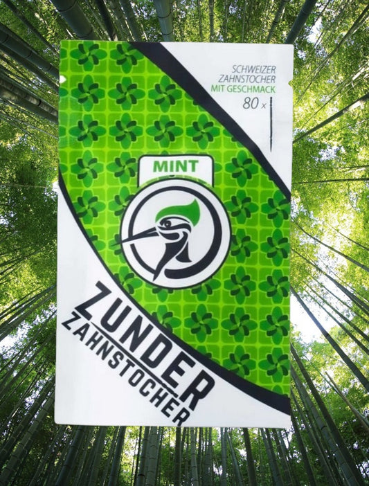 Zunder Zahnstocher mit Geschmack Mint  - 80 Zahnstocher im Refill-Bag