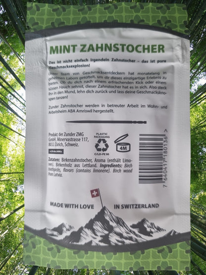 Zunder Zahnstocher mit Geschmack Mint  - 80 Zahnstocher im Refill-Bag