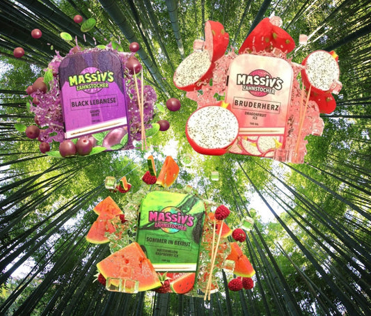 3 x Massiv's Zahnstocher mit Geschmack Watermelon Raspberry , Grape Mint , Dragonfruit