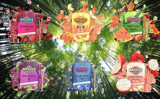 6 x Massiv's Zahnstocher mit Geschmack Berrymix , Peach , Watermelon Raspberry , Grape Mint , Blueberry , Dragonfruit